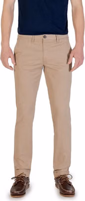 Beige Cotton Skinny Pants