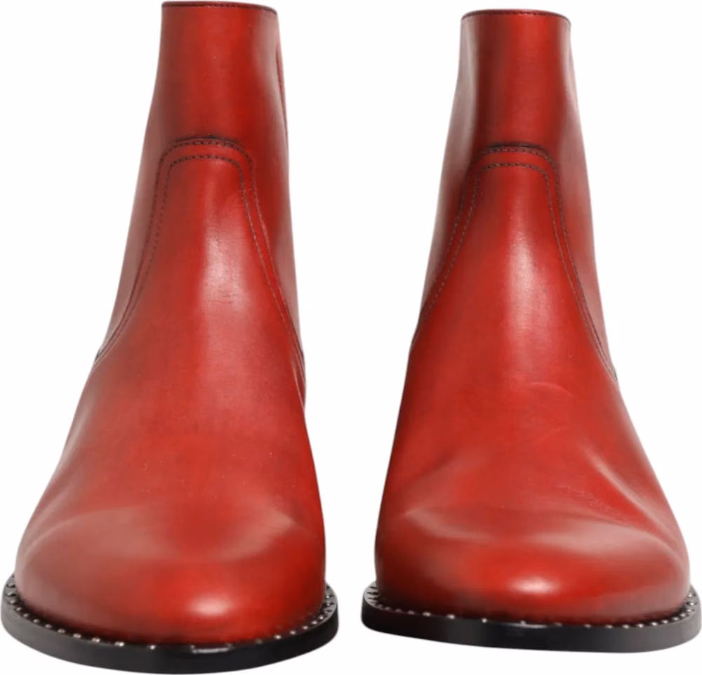 Dolce & Gabbana Red Studded Chelsea Short Ankle Boots Shoes