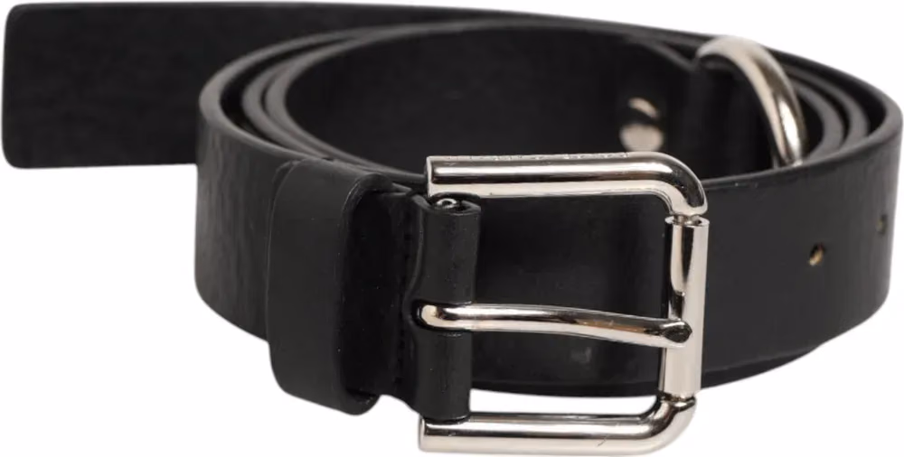 Dolce & Gabbana Black Leather Classic Metal Logo Buckle Belt
