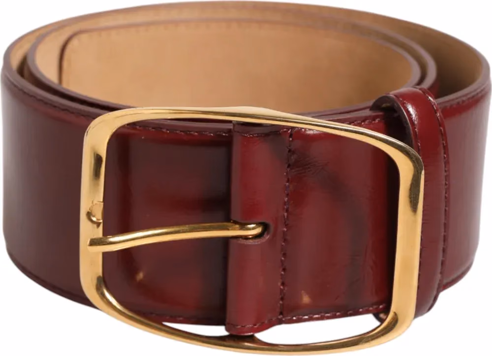 Dolce & Gabbana Burgundy Leather Gold Metal Buckle Women Belt