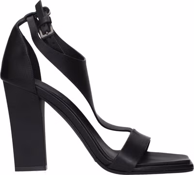 Black Leather Stiletto Heel Sandals