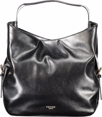 Black Polyurethane Women Hobo Bag