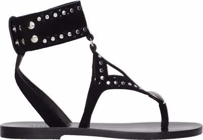 Black Leather Flip-Flop Sandals