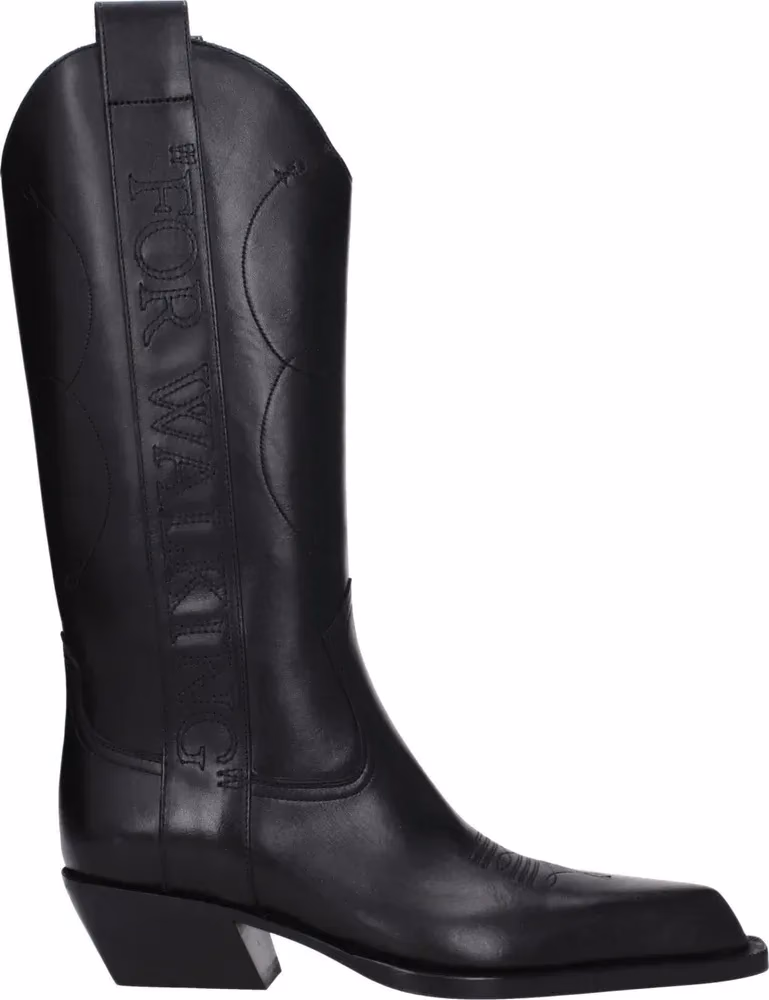 Off-White Black Leather High Heel Boots