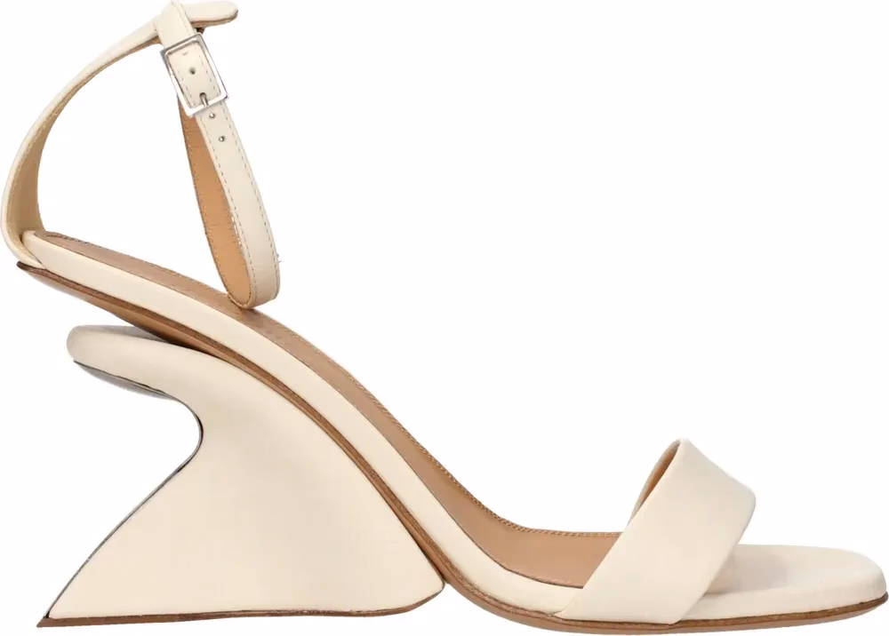 Off-White Beige Leather Platform Sandals