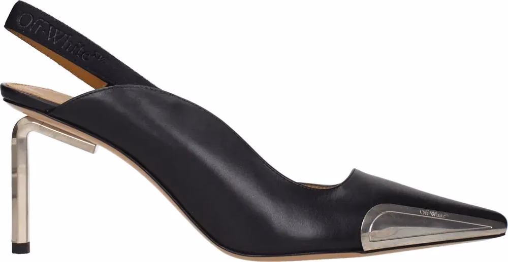 Off-White Black Leather High Heel Pumps