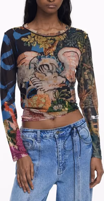 Black Polyester Women T-Shirt
