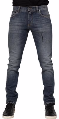 Blue Washed Cotton Skinny Men Denim Jeans