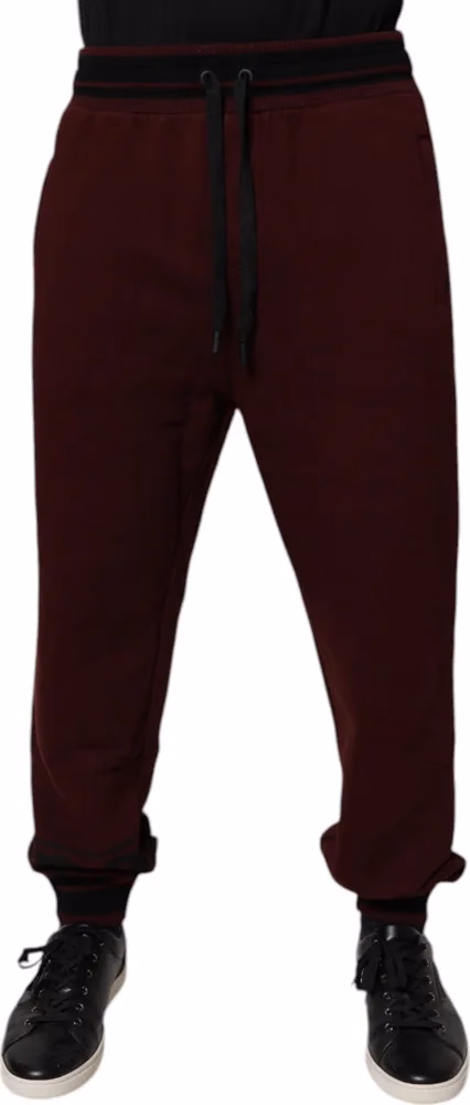 Dolce & Gabbana Maroon Cotton Men Jogger Sweatpants Pants