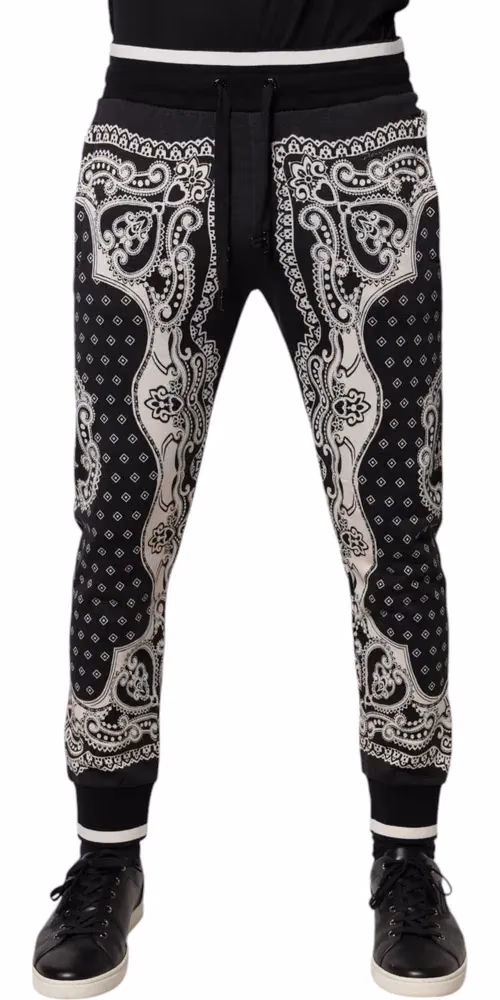 Dolce & Gabbana Black Cotton Bandana Jogger Sweatpants Pants