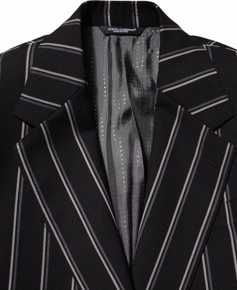 Dolce & Gabbana Dark Gray Stripes SICILIA 1 Button Suit Blazer