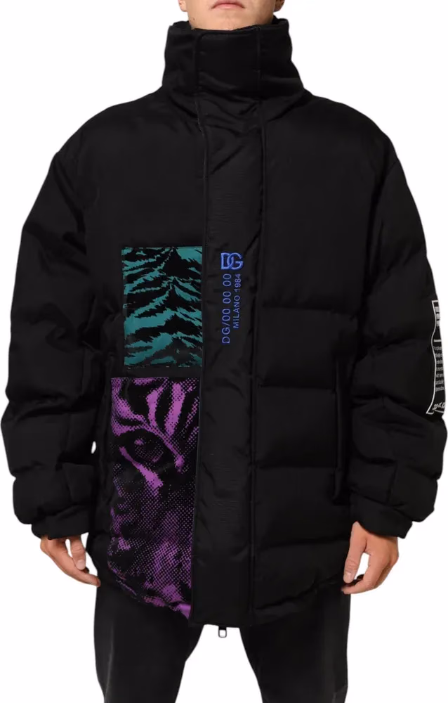 Dolce & Gabbana Black Nylon Puffer Men Full Zip Jacket