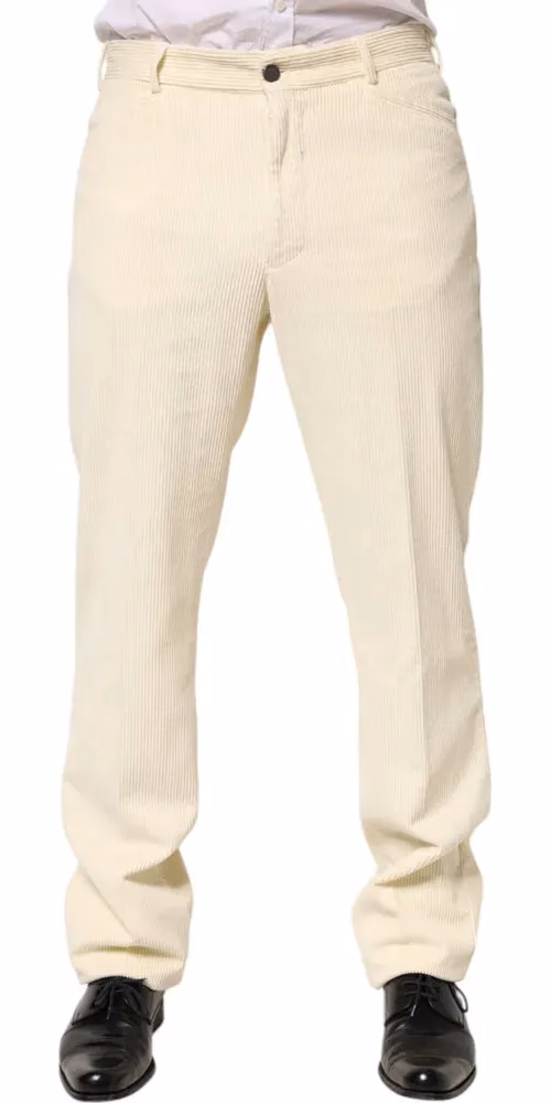 Burberry Beige Corduroy Cotton Straight Men Trouser Pants
