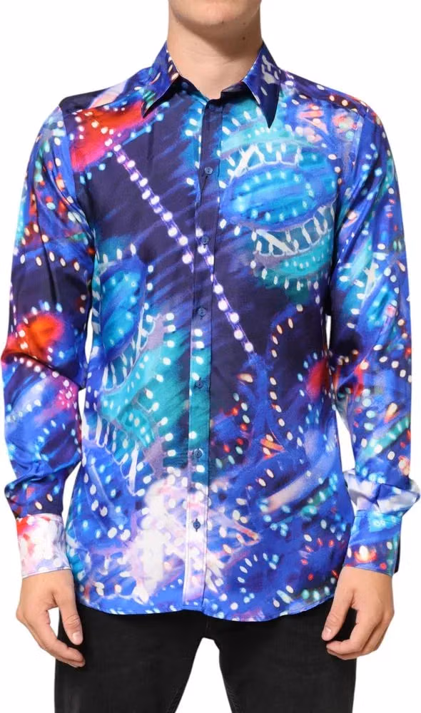 Dolce & Gabbana Multicolor Luminarie MARTINI Slim Men Shirt