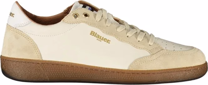 Blauer White Leather Men Sneaker