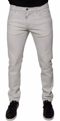 White Cotton Stretch Skinny Men Denim Jeans