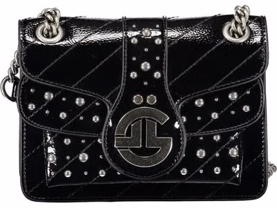 Black Polyurethane Women Shoulder Bag