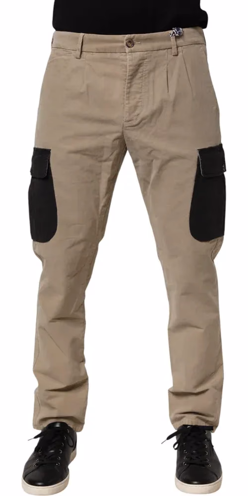 AT.P.CO Beige Mid Waist Skinny Men Cargo Chino Trouser Pants