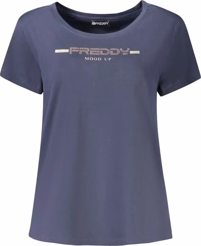 Freddy "Blu Cotton Women T-Shirt with Rhinestone Detailing"