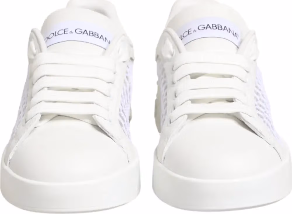 Dolce & Gabbana White Mesh Inserts Low Top Sneakers Shoes