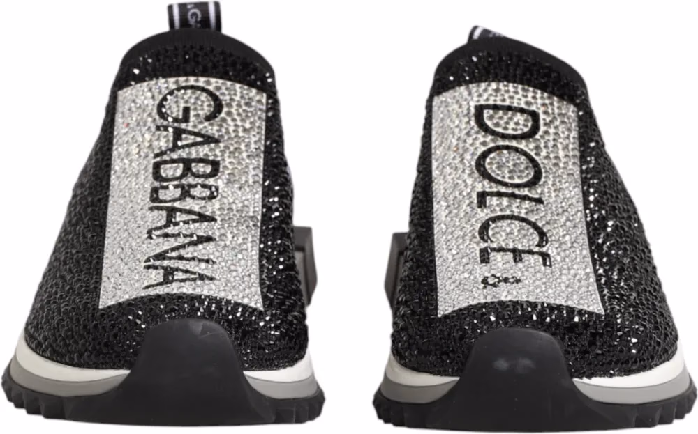Dolce & Gabbana Black Silver Slip On Sorrento Sneakers Shoes