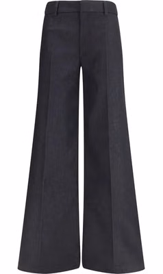 Black Polyester Flared Pants