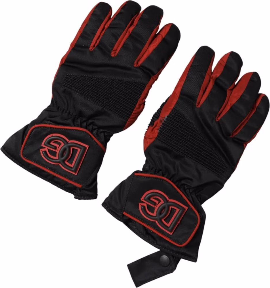 Dolce & Gabbana Black Red Nylon Wrist Length Mitten Gloves