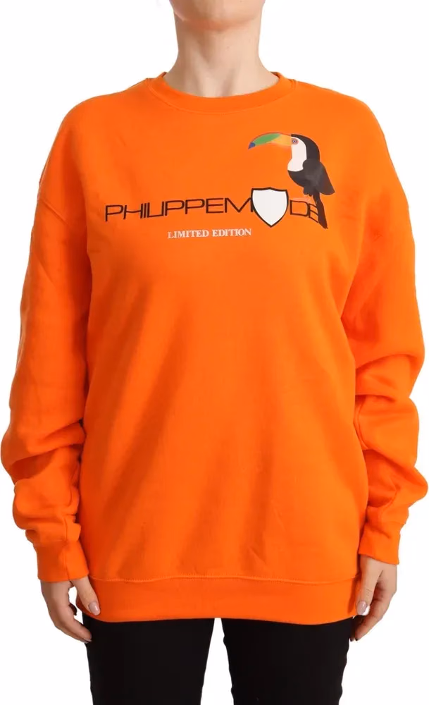 Philippe Model Orange Printed Long Sleeves Pullover Sweater