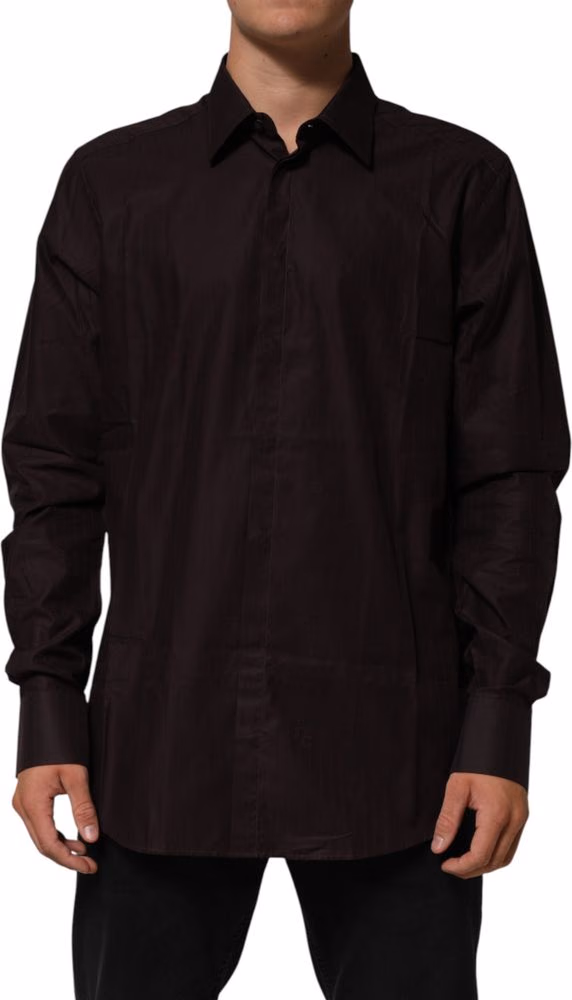 Dolce & Gabbana Brown Cotton LongSleeve MARTINI Dress  Shirt