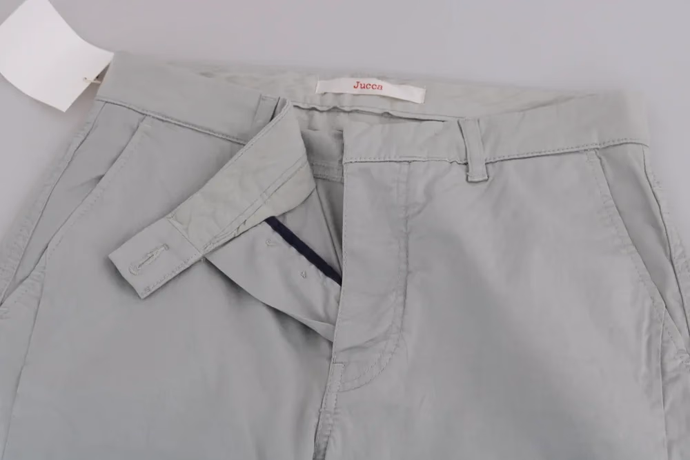 Jucca Cotton Gray High Waist Skinny Cropped Trousers Pants