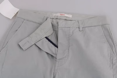 Cotton Gray High Waist Skinny Cropped Trousers Pants