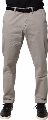 Gray Cotton Stretch Tapered Fit Men Chino Trouser Pants