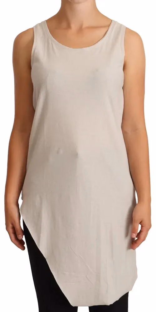 Max Mara Light Gray 100% Cotton Sleeveless Razor Back Tank Top