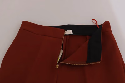Red High Waist Cropped Flared Dress Formal Trouser Pants