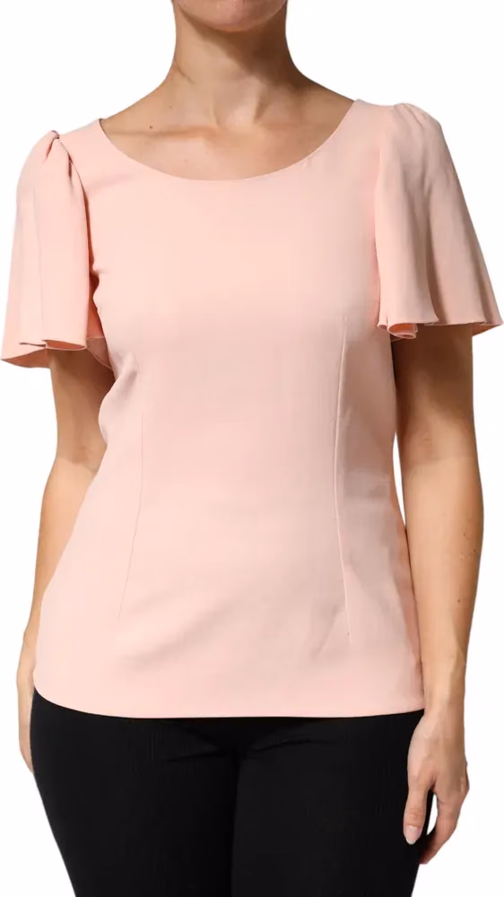 Dolce & Gabbana Pink Short Sleeves Round Neck Blouse Top