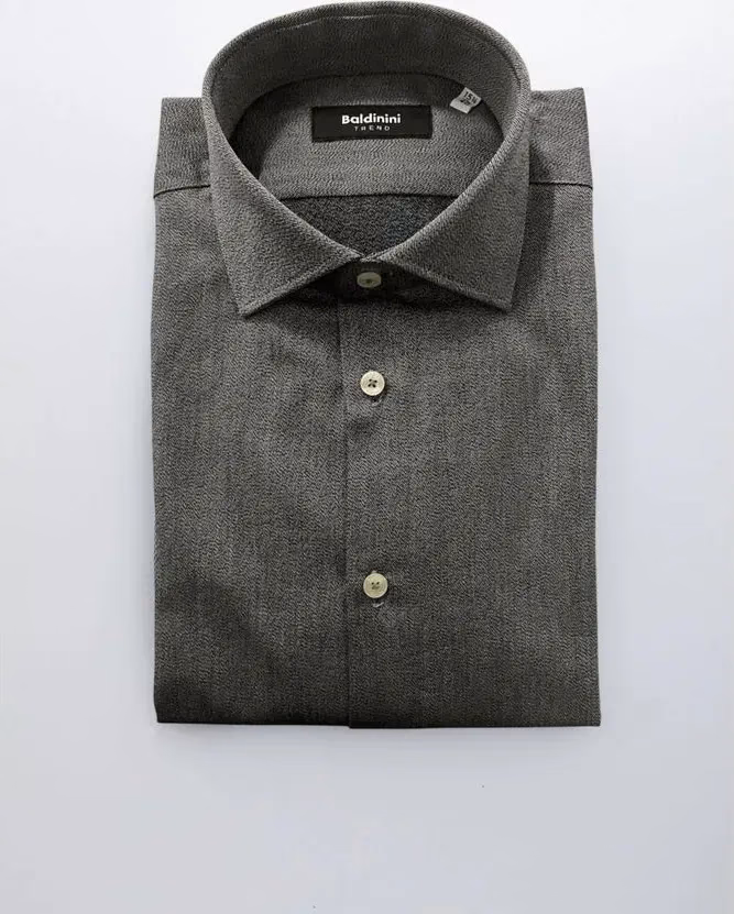 Baldinini Trend Gray Cotton Men Shirt