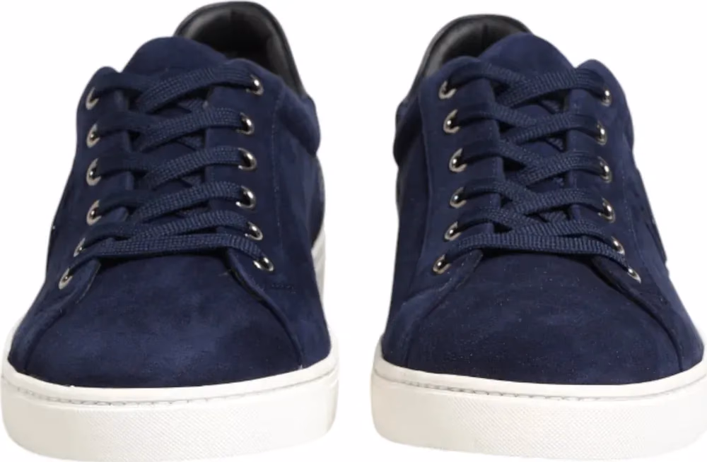 Dolce & Gabbana Blue Leather Suede Low Top Sneakers Shoes
