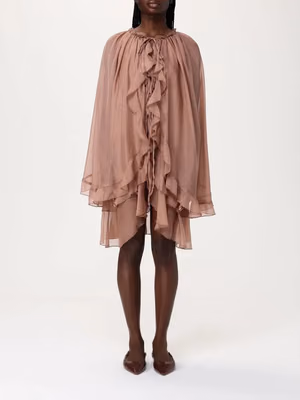 Beige Silk Cocktail Dress