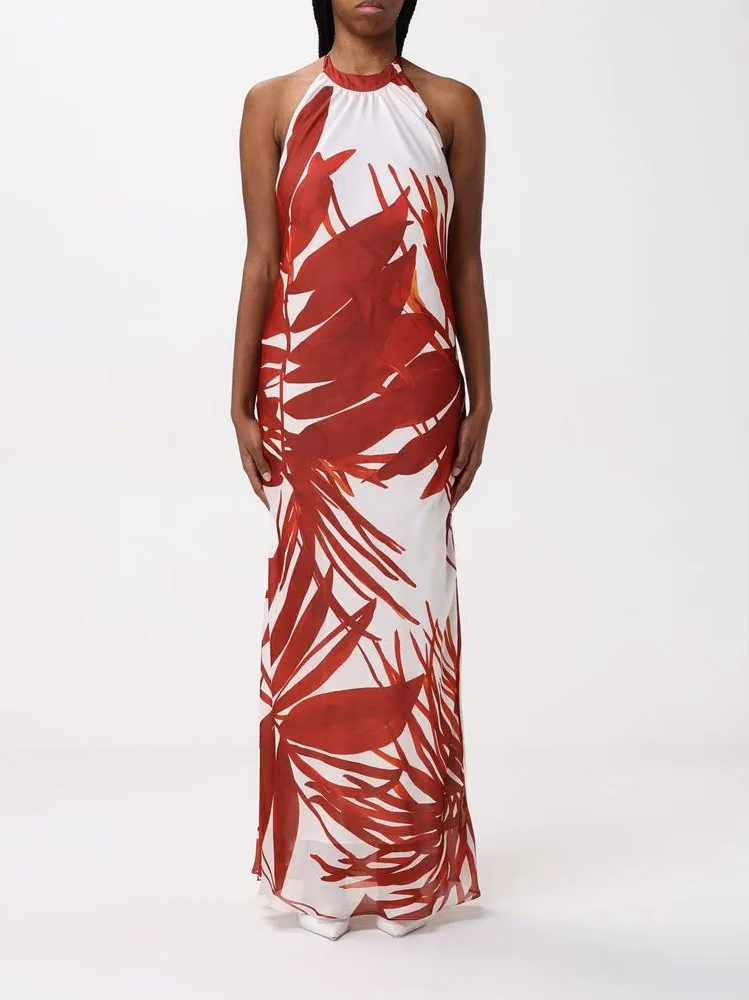 Hanita Red Silk Casual Dress