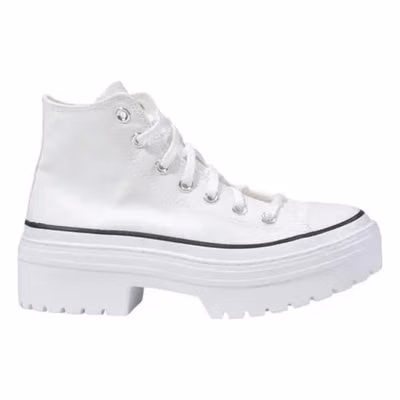 White Fabric Chunky Sneakers