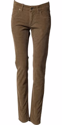 Brown Cotton Stretch Skinny Men Denim Jeans