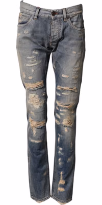 Blue Tattered Men Skinny Denim Trouser Jeans