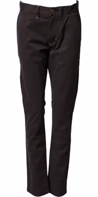 Dark Brown Cotton Stretch Straight Mid Waist Trouser Pants