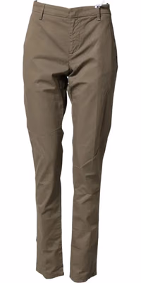 Beige Cotton Stretch Straight Chino Men Trouser Pants