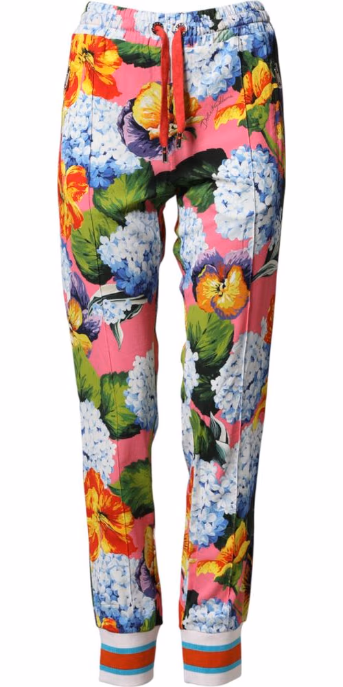 Dolce & Gabbana Multicolor Floral Mid Waist Jogger Pants