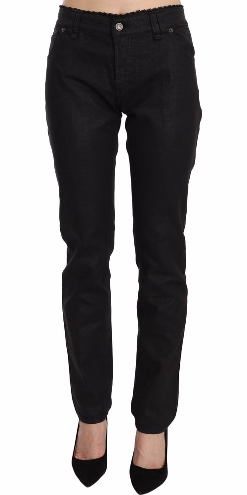 John Galliano Black Mid Waist Skinny Cotton Casual Denim Jeans