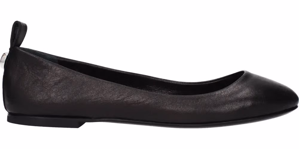 The Attico Black Leather Ballet Flats