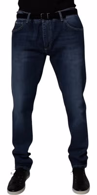 Blue Washed Cotton Stretch SkinnyDenim Jeans