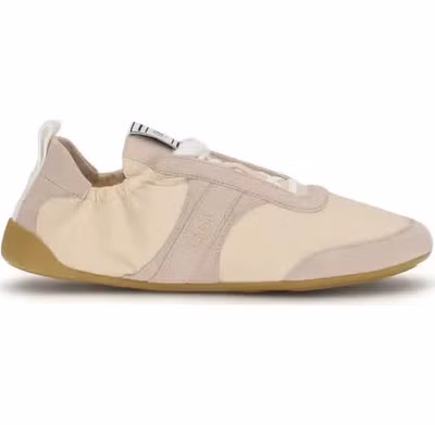 Beige Nylon Athletic Sneakers