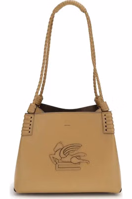 Beige Calf Leather Bos Taurus Shoulder Bag